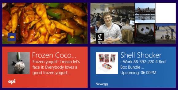 A selection of Live Tiles in Windows 8.