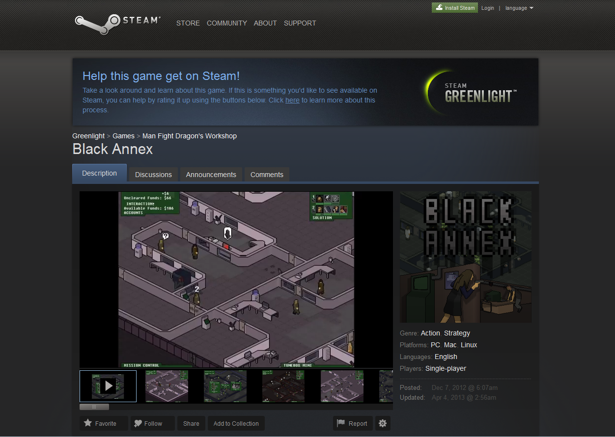 Black Annex's Steam Greenlight page.