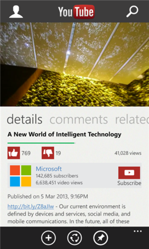 Windows Phone YouTueb app