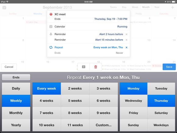 Readdle Calendars 5 recurring event view