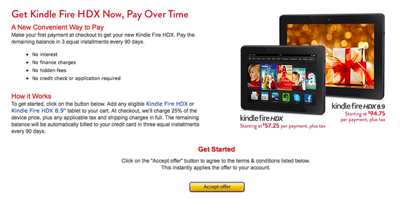 Kindle fire hdx installments