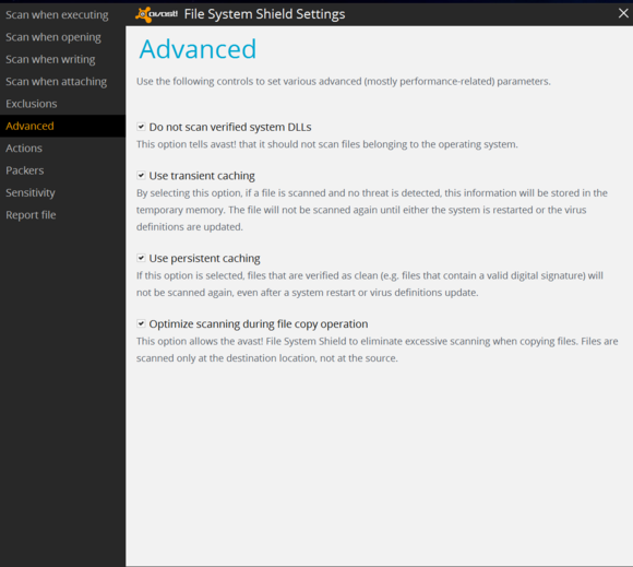 avast advanced settings