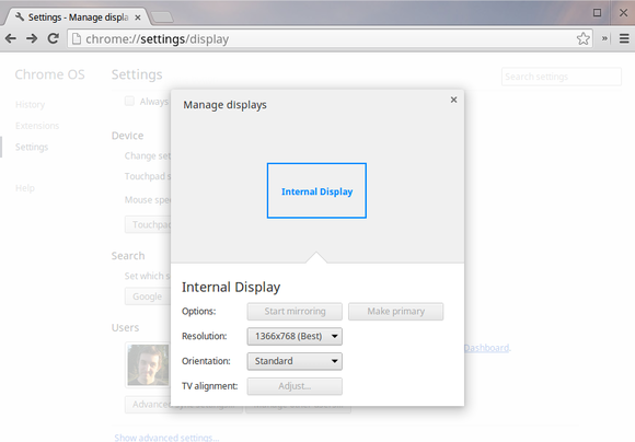 chromebook display options