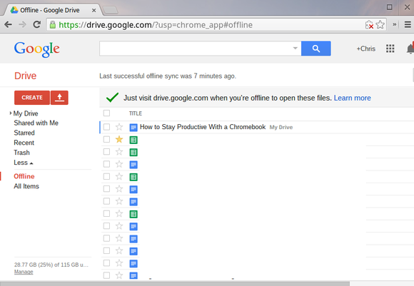 chromebook drive offline