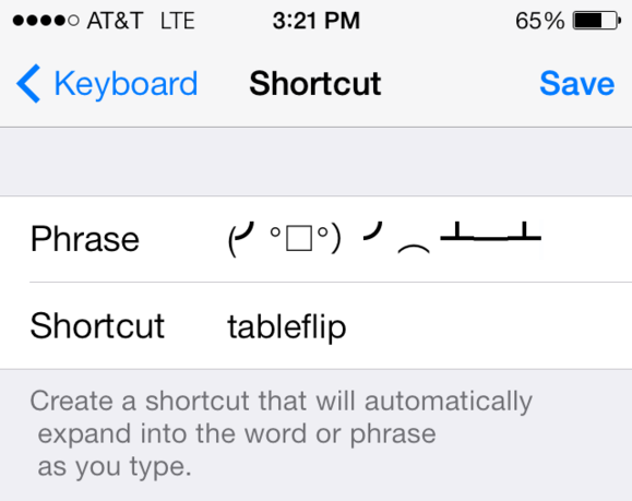 tableflip shortcut