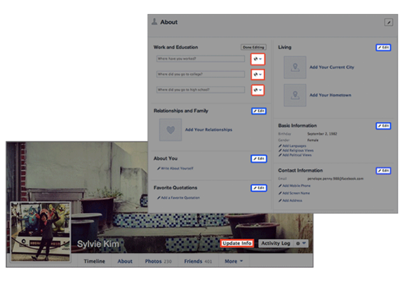 facebook edit info