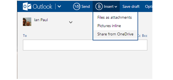outlook share from onedrive