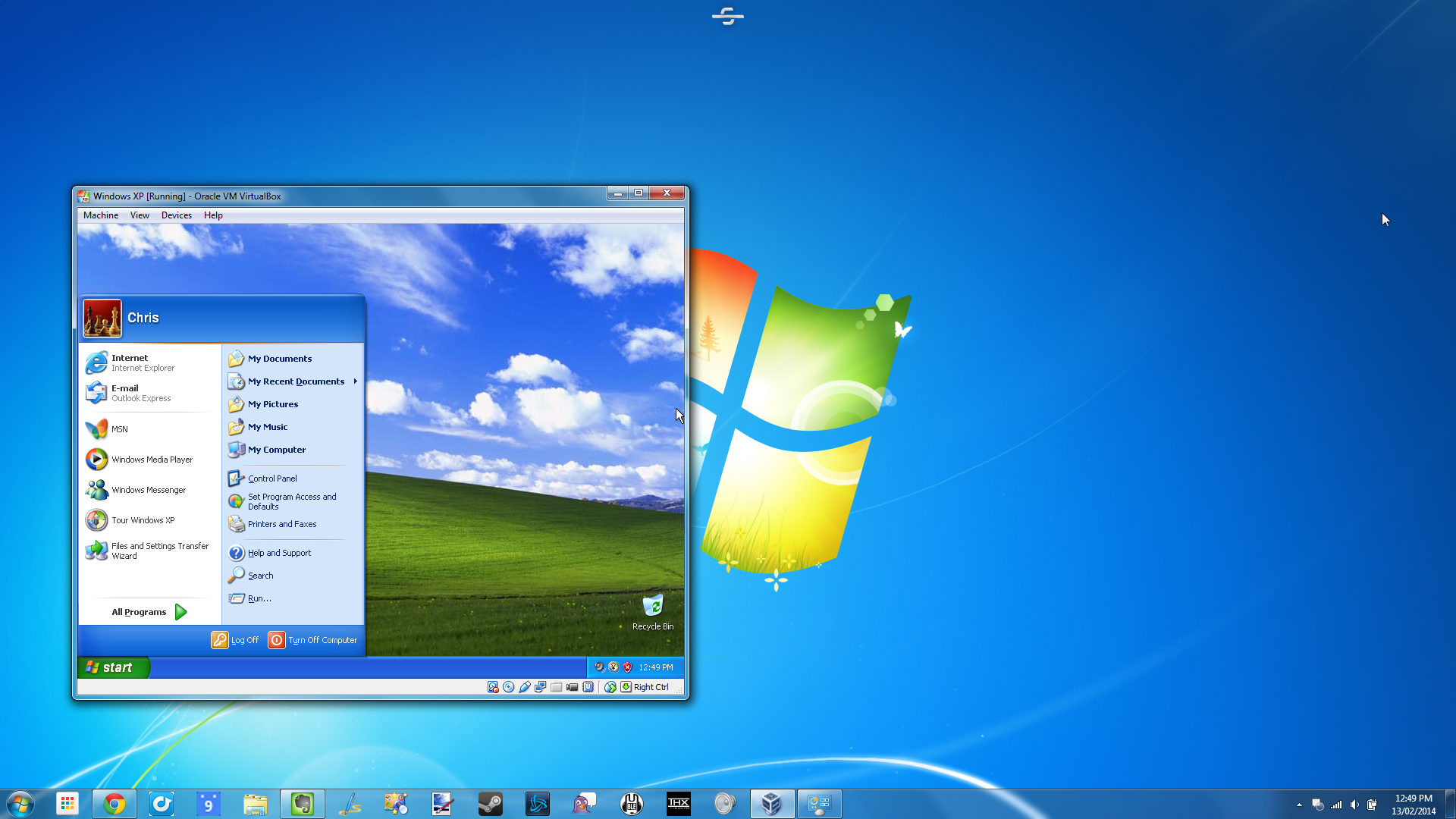 virtual windows xp on windows 7