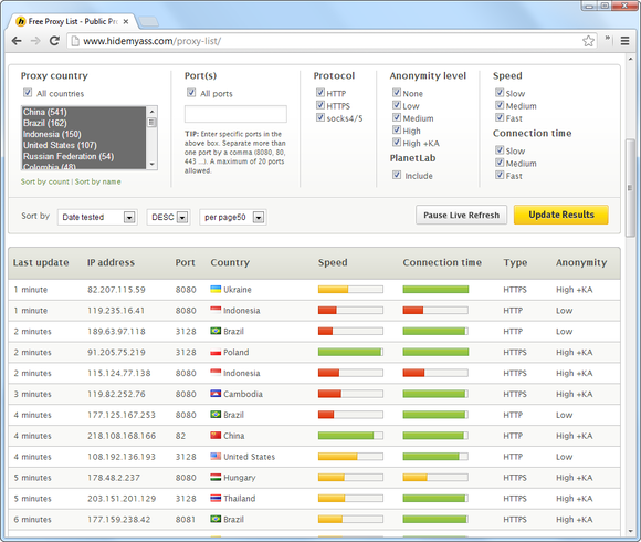 7 hidemyass kostenlose Proxy-Liste