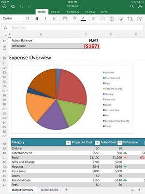 office for ipad excel spreadsheet
