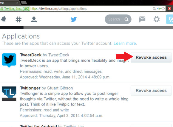Revoke Tweet Deck access for Twitter