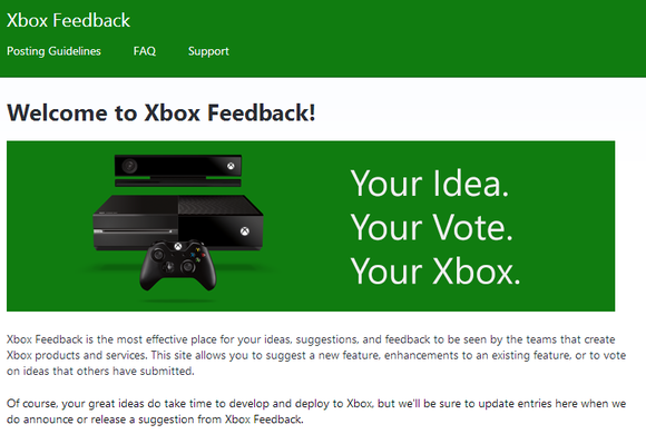 xbox feedback home