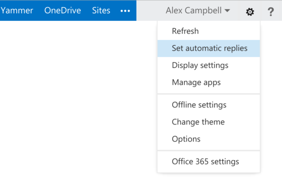 outlook web automatic replies menu
