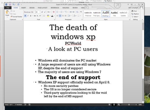 PowerPoint RTF outline