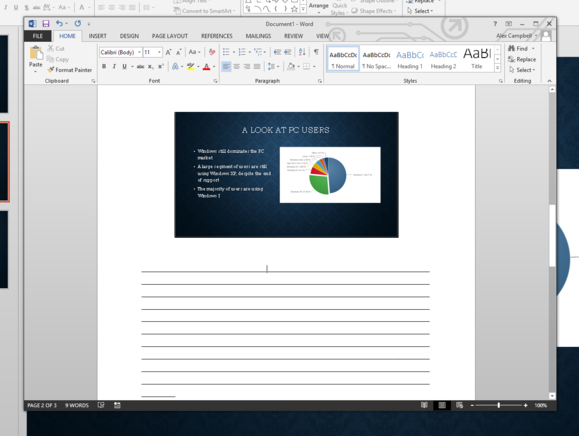 PowerPoint Word slide handout