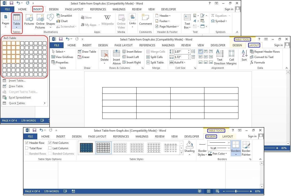 How to create tables in Microsoft Word