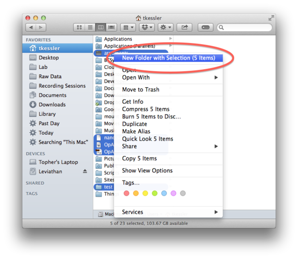 finder new folder with items
