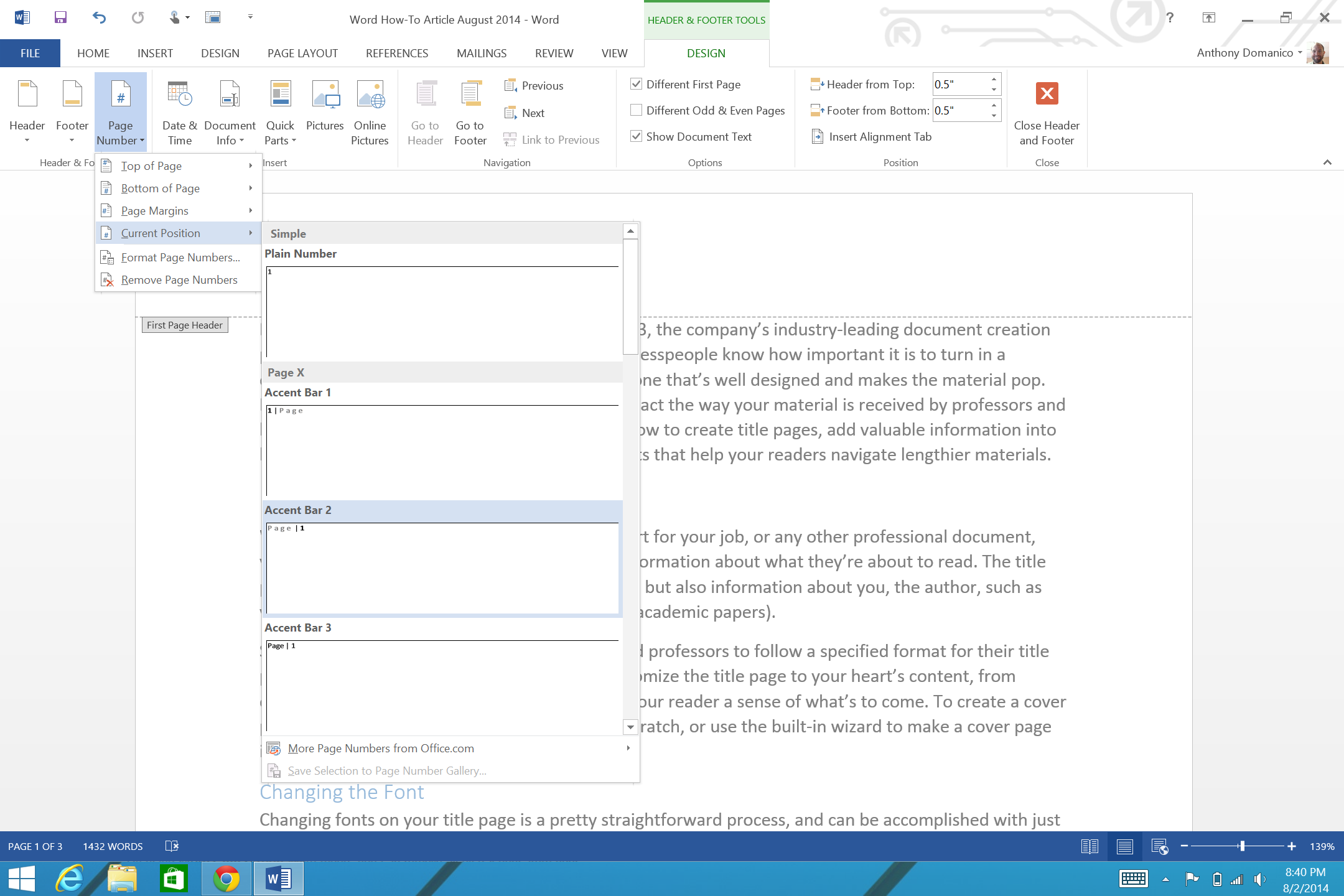 How To Add Page Numbers And A Table Of Contents To Word Documents