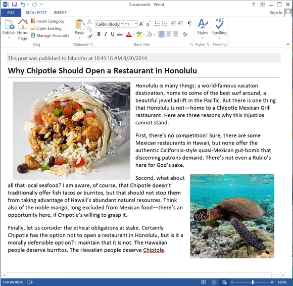 blog post in word