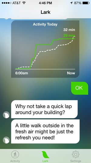 photo of HealthKit app Lark talks to you to help you stay active image