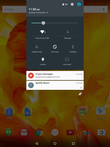 Android 5.0 Lollipop: Notifications and Setting bar