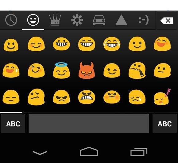 android typing tips emoticons