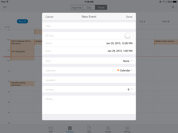 Outlook for iPad calendar appointment