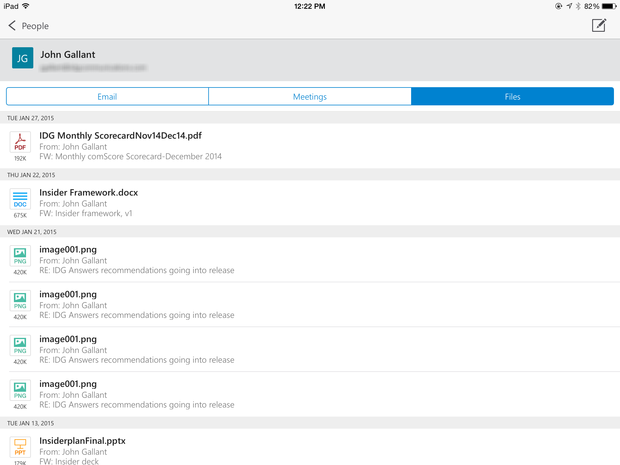 Outlook for iPad people view