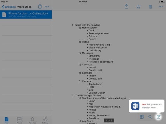 office for ipad edit from dropbox