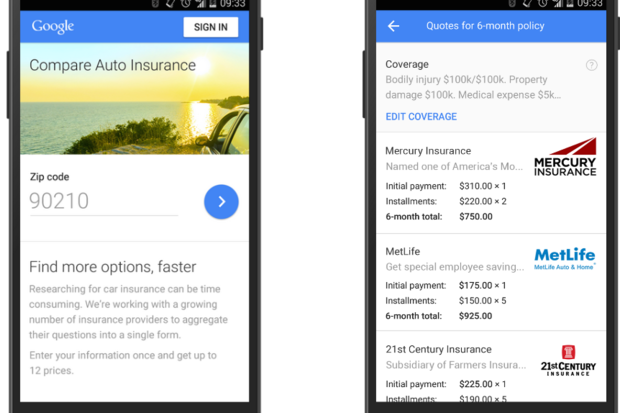 Google's new car insurance site lets you compare rates