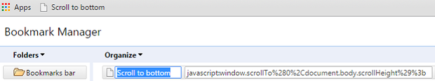 Creating a JS enabled Chrome bookmark.
