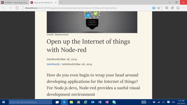 Microsoft Project Spartan Reading View