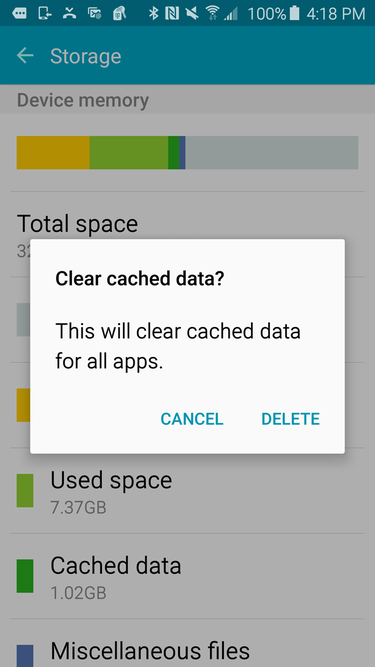 Android clear all cache