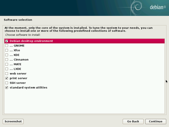 debian installer desktop environment