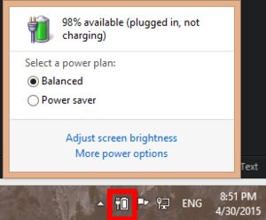how to put power options in taskbar