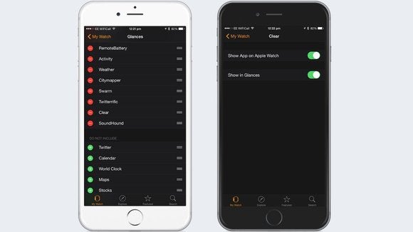 applw watch app glances