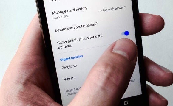 Google Now notifications setting for Android
