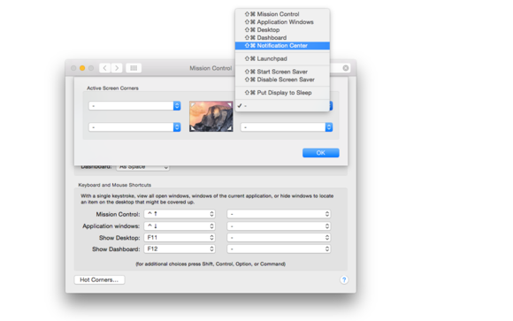 notification center hot spot