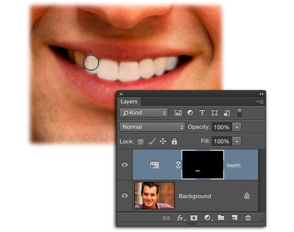 photoshop elements remove yellow teeth