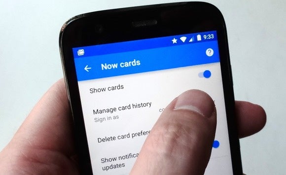 Turn off Google Now cards for Android