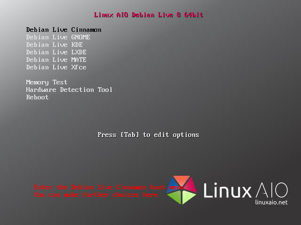 linuxaio debianlive8 64bit