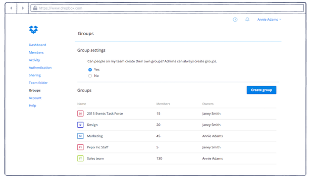 dropbox for business - groupsdropbox