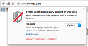 firefox tracking protection disabled