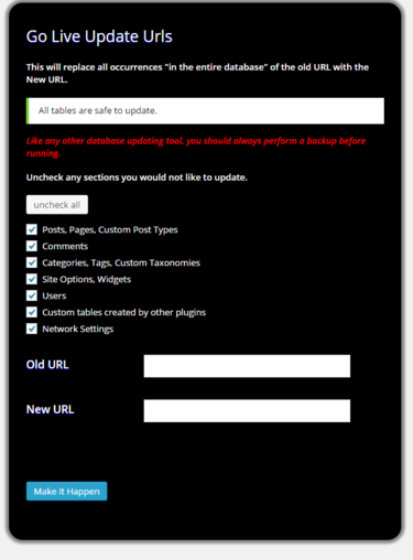 go live update urls pro