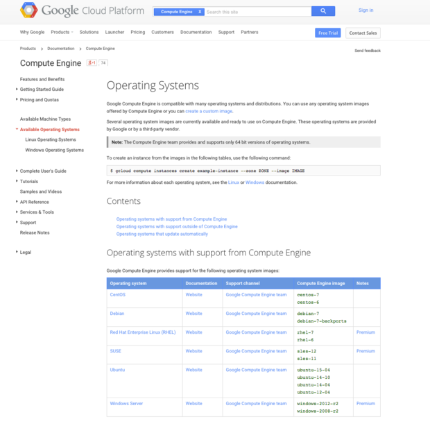 google cloud platform oses