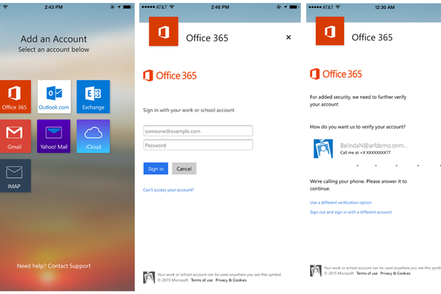 microsoft office 365 outlook auth screen