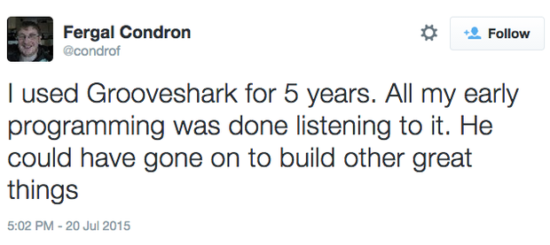 josh greenberg grooveshark tribute twitter