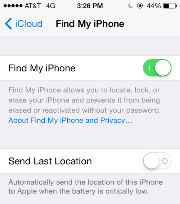 find iphone setting
