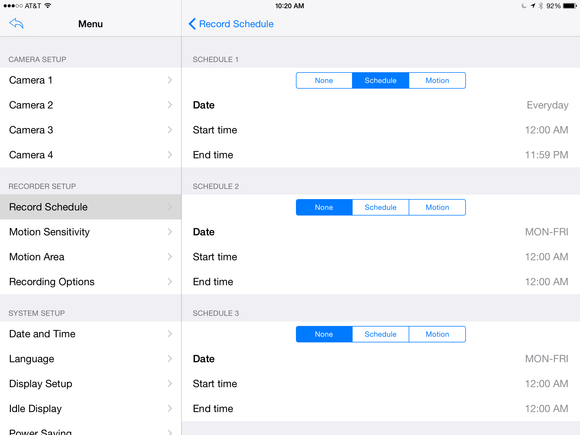 uniden wdvr ipad record schedule