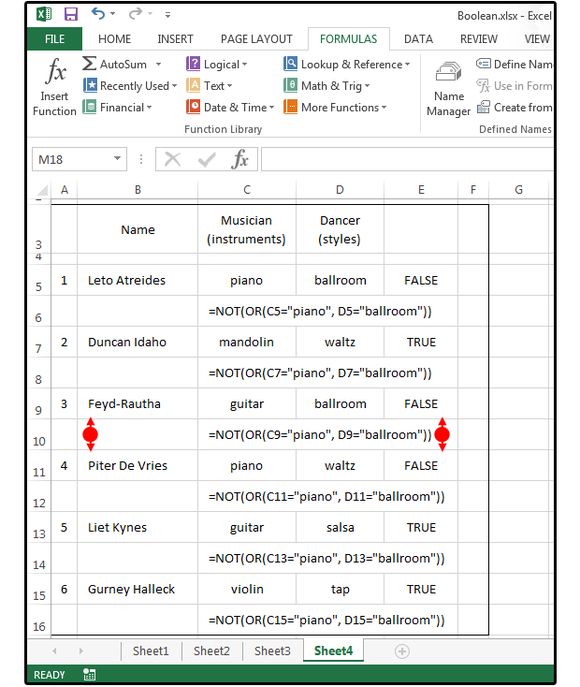 xor operation in excel